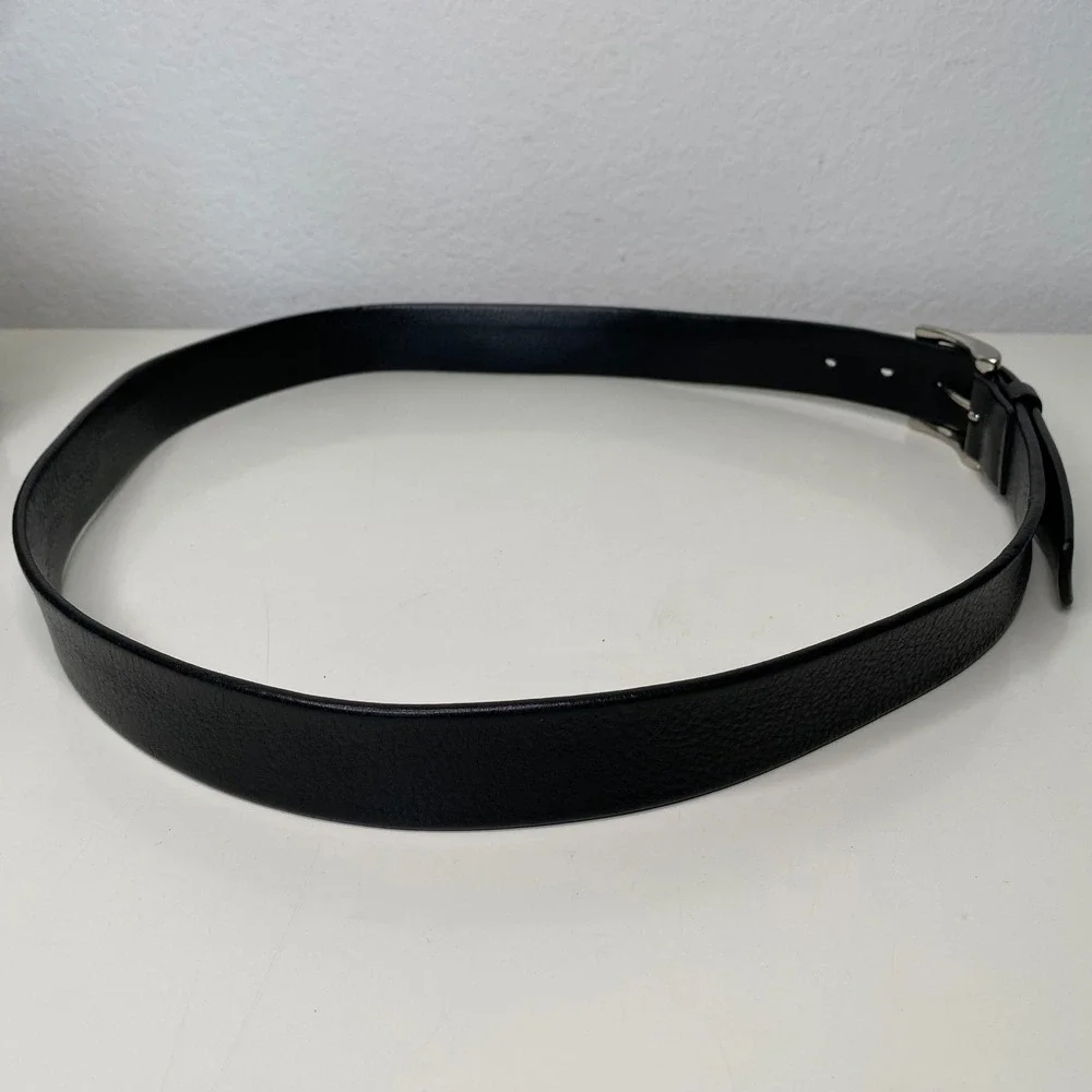 John W Nordstrom‎ Men's Classic Black Pebbled Leather Belt Silver Buckle Size 40